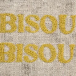 Fabrique de Styles Pochettes Et Housses*Pochette brodée bisou en coton jaune et bleu - Lumi