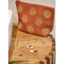 Fabrique de Styles Pochettes Et Housses*Pochette brodée en coton terracotta et doré - Allegra