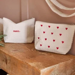 Fabrique de Styles Pochettes Et Housses*Pochette Coeur en coton écru et rouge - Famille