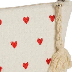 Fabrique de Styles Pochettes Et Housses*Pochette Coeur en coton écru et rouge - Famille