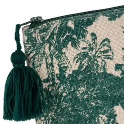 Fabrique de Styles Pochettes Et Housses*Pochette en coton écru et palmiers émeraude - Mocoa
