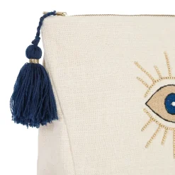 Fabrique de Styles Pochettes Et Housses*Pochette œil en coton blanc et bleu - Greeka