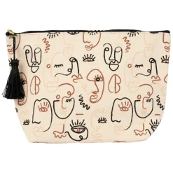 Fabrique de Styles Pochettes Et Housses*Pochette terre brulee ecru+noir 26x8x17cm coton