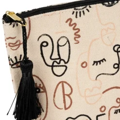 Fabrique de Styles Pochettes Et Housses*Pochette terre brulee ecru+noir 26x8x17cm coton