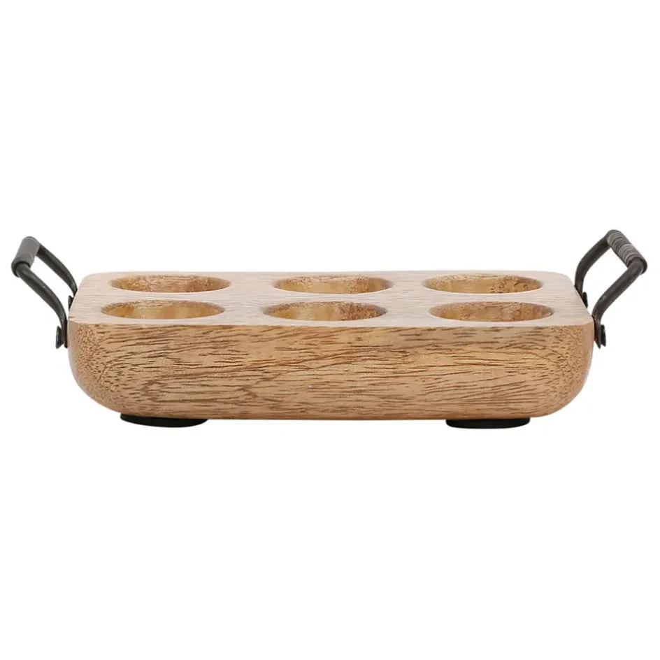 Fabrique de Styles Ustensibles De Cuisine*Porte 6 œufs en manguier et fer - Campagne