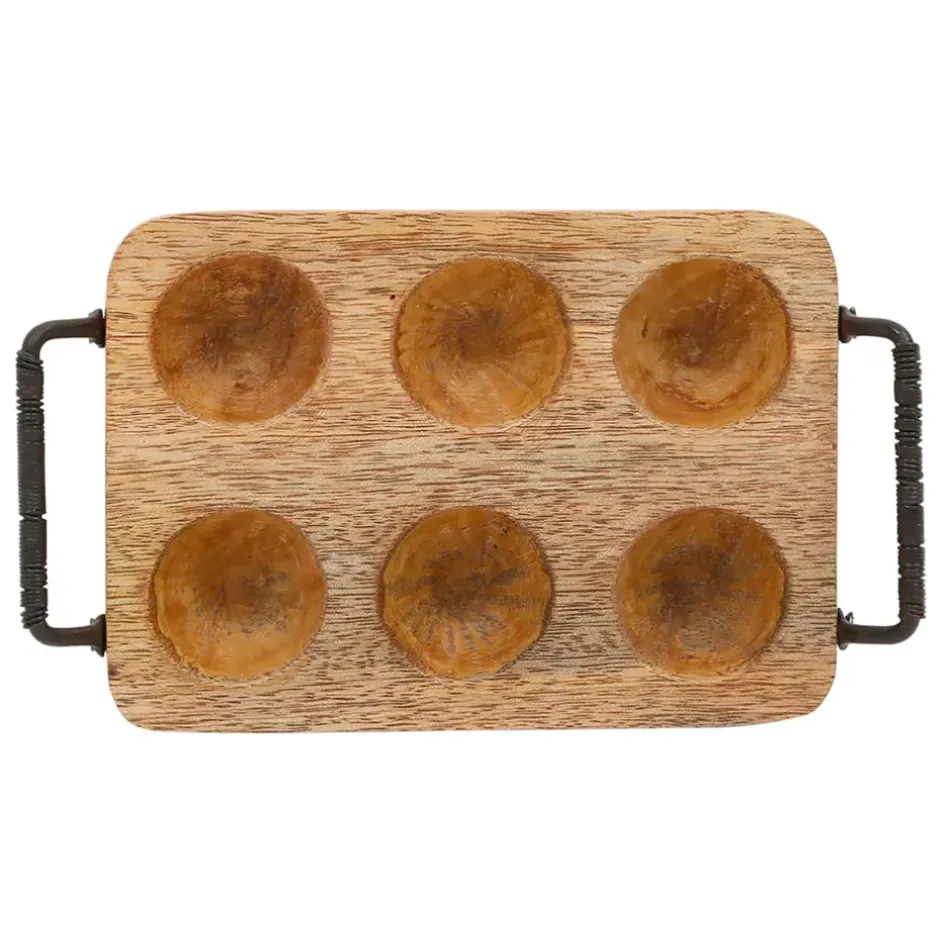 Fabrique de Styles Ustensibles De Cuisine*Porte 6 œufs en manguier et fer - Campagne