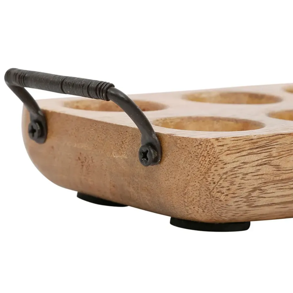 Fabrique de Styles Ustensibles De Cuisine*Porte 6 œufs en manguier et fer - Campagne