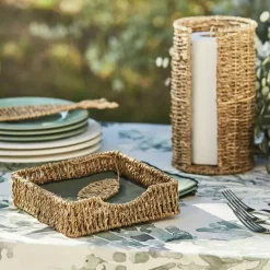 Fabrique de Styles Accessoires De Table*Porte serviettes en jonc de mer et fer poisson - borneo