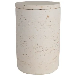 Fabrique de Styles Pots Et Bocaux*Pot avec couvercle en ciment écru moucheté h16.5cm - Organic