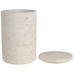 Fabrique de Styles Pots Et Bocaux*Pot avec couvercle en ciment écru moucheté h16.5cm - Organic
