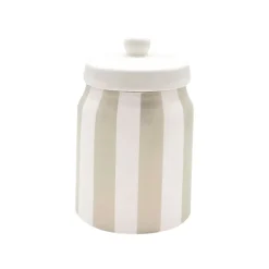 Fabrique de Styles Pots Et Bocaux*Pot avec couvercle en dolomite rayé et blanc