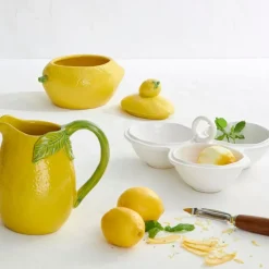 Fabrique de Styles Pots Et Bocaux*Pot citron avec couvercle en grès - Citron