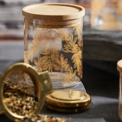 Fabrique de Styles Pots Et Bocaux*Pot Flaural en verre avec couvercle en bambou D9.5Xh11Cm (modèle moyen)