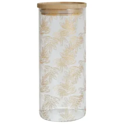 Fabrique de Styles Pots Et Bocaux*Pot Flaural en verre avec couvercle en bambou D9.5Xh21Cm (grand modèle)