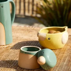 Fabrique de Styles Pots Et Bocaux*Pot oiseau avec couvercle en grès - Calao