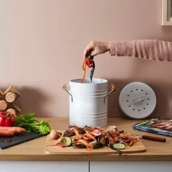 Fabrique de Styles Poubelles*Poubelle à compost en métal avec couvercle et poignées 5L