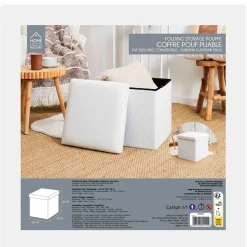 Fabrique de Styles Poufs Et Tabourets*Pouf coffre pliable en tissu bouclette