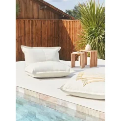 Enfant Fabrique de Styles Chaises, Fauteuils|Jardin*Pouf d'extérieur en tissu écru 95x95cm - Sola