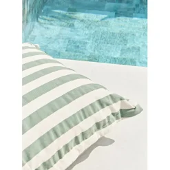 Enfant Fabrique de Styles Jardin*Pouf d'extérieur en tissu rayé et écru 95x95cm - Sola