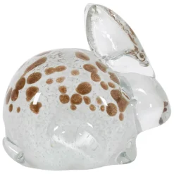 Fabrique de Styles Petits Objets Déco*Presse papier lapin en verre blanc et doré - Garenne