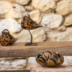 Fabrique de Styles Petits Objets Déco*Presse papier moineau en verre et camel - Serin