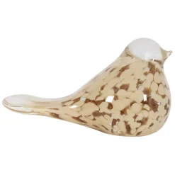 Fabrique de Styles Petits Objets Déco*Presse papier moineau en verre beige et doré - Serin