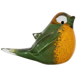 Fabrique de Styles Petits Objets Déco*Presse papier moineau en verre vert et jaune - Serin