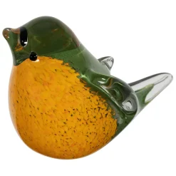 Fabrique de Styles Petits Objets Déco*Presse papier moineau en verre vert et jaune - Serin