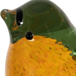 Fabrique de Styles Petits Objets Déco*Presse papier moineau en verre vert et jaune - Serin