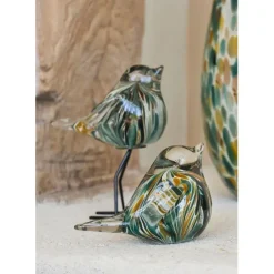 Fabrique de Styles Petits Objets Déco*Presse papier moineau en verre émeraude et doré - Serin