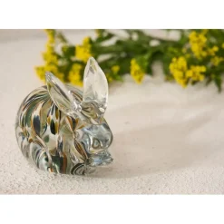 Fabrique de Styles Petits Objets Déco*Presse-papier lapin en verre et kaki