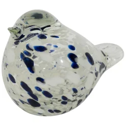 Fabrique de Styles Petits Objets Déco*Presse-papier moineau en verre blanc et bleu pailleté - Serin
