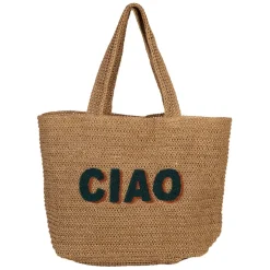 Fabrique de Styles Sacs Et Cabas*Sac brodé "ciao" en corde de papier et émeraude - Lumi