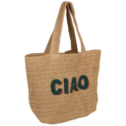 Fabrique de Styles Sacs Et Cabas*Sac brodé "ciao" en corde de papier et émeraude - Lumi