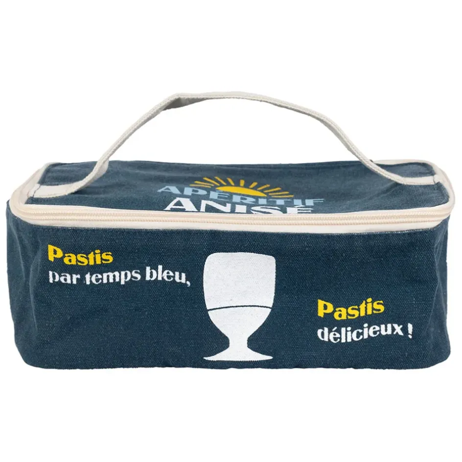 Fabrique de Styles Sacs*Sac isotherme en coton bleu et jaune - Pastis