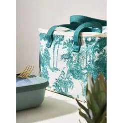 Fabrique de Styles Sacs*Sac isotherme en coton écru et palmiers émeraude - Mocoa