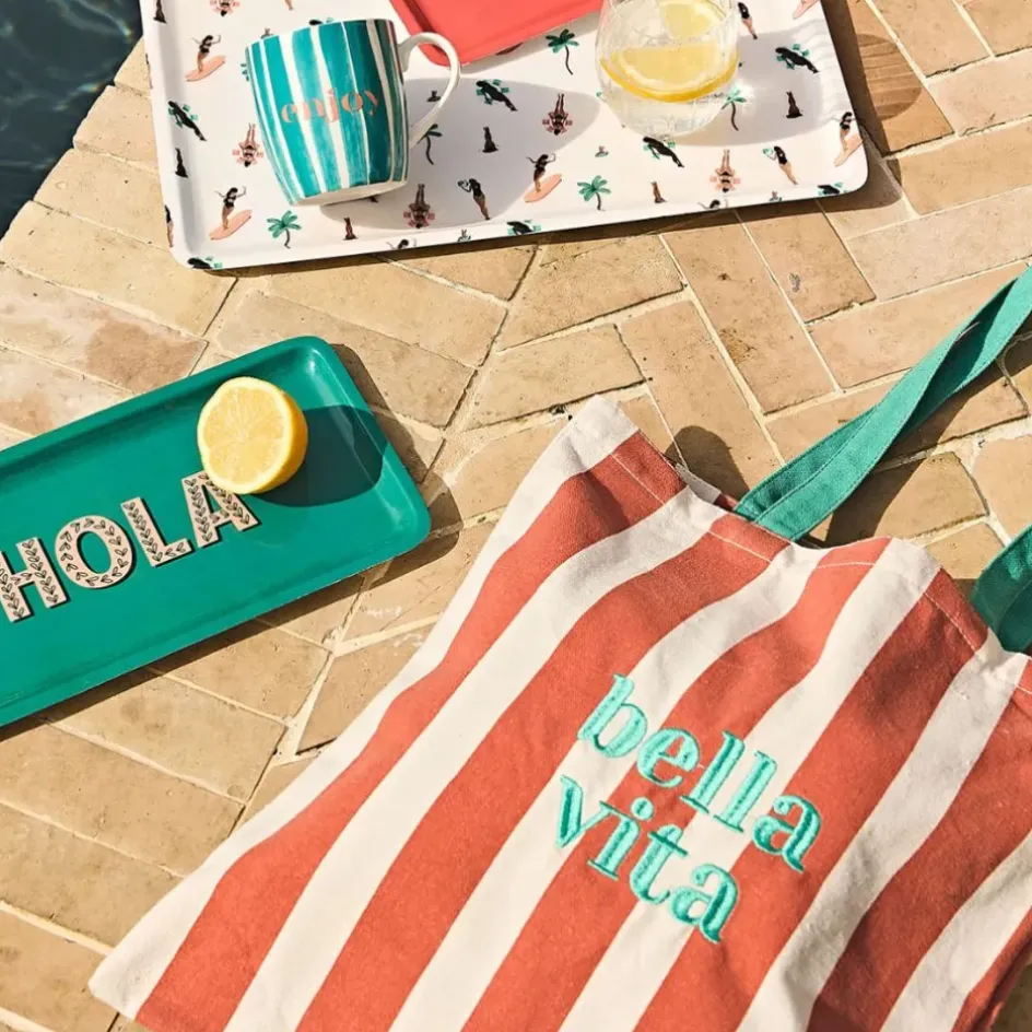 Fabrique de Styles Sacs Et Cabas*Sac tote bag en tissu corail et émeraude - Palma