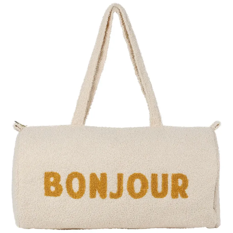 Fabrique de Styles Sacs Et Cabas*Sac weekend " Bonjour " en bouclette écru - Funky