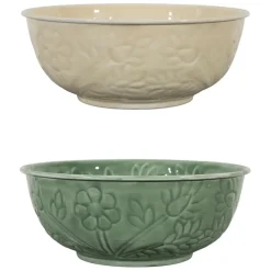 Fabrique de Styles Plats Et Saladiers*Saladier en fer (x2) ivoire et sauge d25cm - Floraly