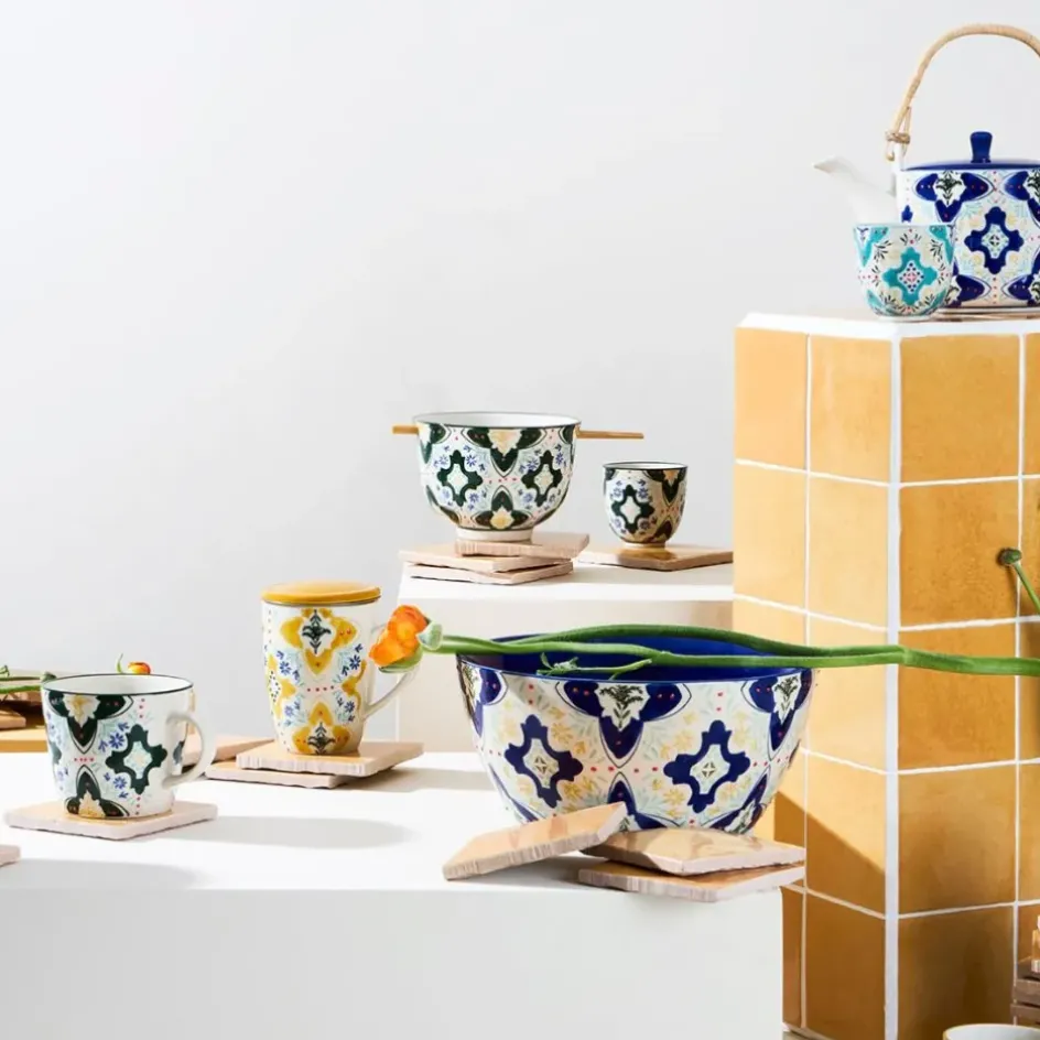 Fabrique de Styles Plats Et Saladiers*Saladier en grès bleu d23.5cm - Azulejo