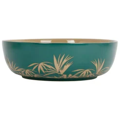 Fabrique de Styles Plats Et Saladiers*Saladier en grès feuilles émeraude d25cm - sweet leaves