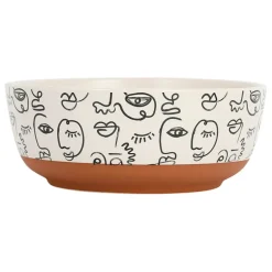 Fabrique de Styles Plats Et Saladiers*Saladier visage beige et brun en grès - terre brulée