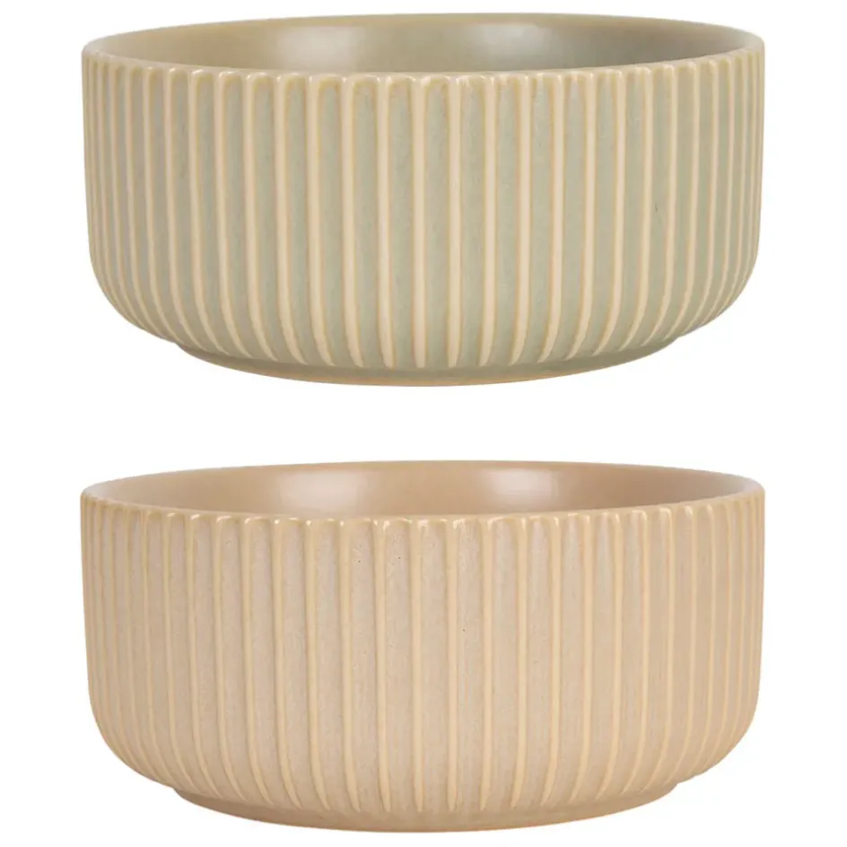 Fabrique de Styles Plats Et Saladiers*Saladier x2 en grès nude et amande d16cm - Sweet Leaves