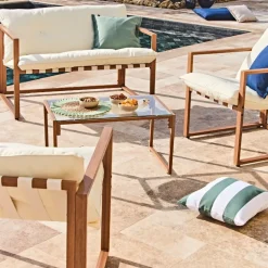 Enfant Fabrique de Styles Salons De Jardin|Jardin*Salon de jardin 4 places en fer avec coussins blanc - Cagliari