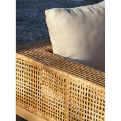 Enfant Fabrique de Styles Salons De Jardin|Jardin*Salon de jardin 4 places en cannage et acacia brossé et coussins beige - Olinda