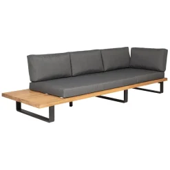 Enfant Fabrique de Styles Salons De Jardin|Jardin*Salon de jardin d'angle en bois 5 places anthracite et naturel - Feros