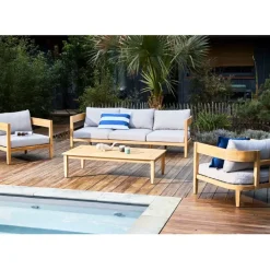 Enfant Fabrique de Styles Salons De Jardin|Jardin*Salon de jardin en acacia naturel et gris - Borneo