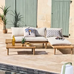 Enfant Fabrique de Styles Salons De Jardin|Jardin*Salon de jardin en acacia 3 places avec table écru - Cirina