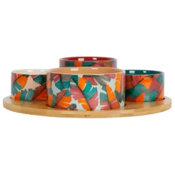 Fabrique de Styles Bols Et Coupelles*Service apéritif 4 pièces en grès et bambou - Seguia