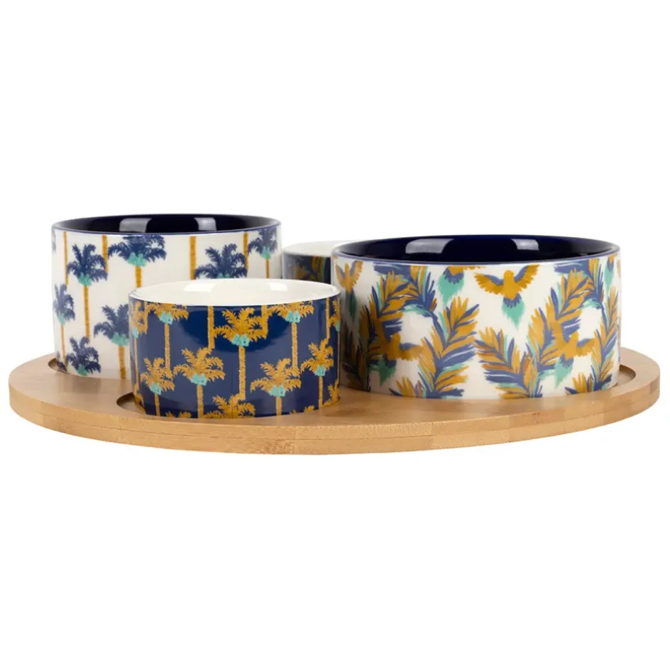 Fabrique de Styles Bols Et Coupelles*Service apéritif 4 pièces en porcelaine et bambou palmier - Mocoa